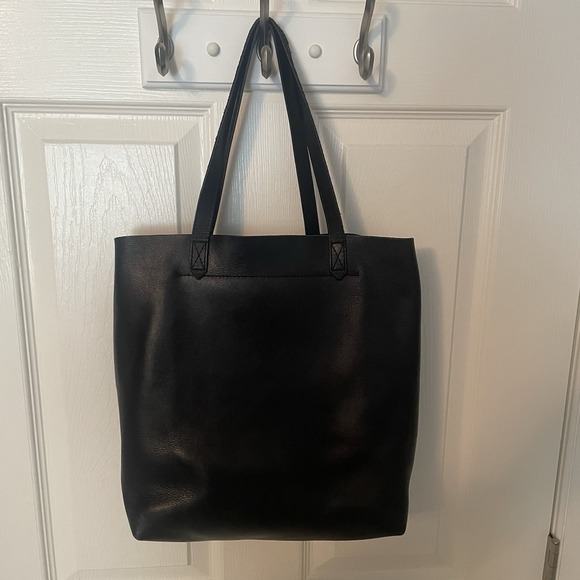 Madewell Medium Transport Leather Tote Black Bag Purse Shoulder Crossbody Color - Picture 2 of 15